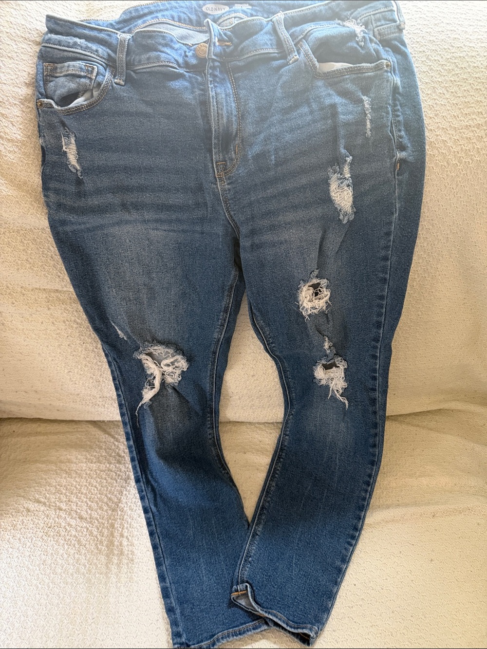 Old Navy Distressed Dark Blue Skinny Jeans